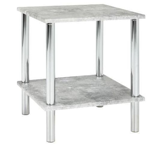 Table D'appoint En Acier Et Mdf Optique Béton - Dim : L39 X P39 X H47 Cm