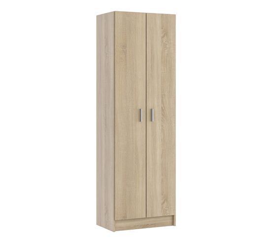 Armoire Avec 2 Portes Coloris Chêne Canadian - Dim : 180 X 58,5 X 37 Cm -pegane