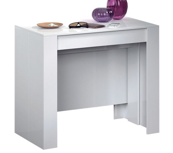 Console Extensible Coloris Blanc - Dim : 90 X 78 X 50 - 235 Cm