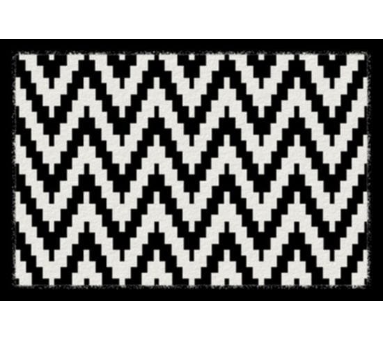 Tapis Anti-poussière En Polyamide Motif Chevrons - Dim : 40 X 60 Cm