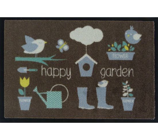 Tapis Anti-poussière "happy Garden" En Polyamide Multicolore - Dim : 40 X 60 Cm