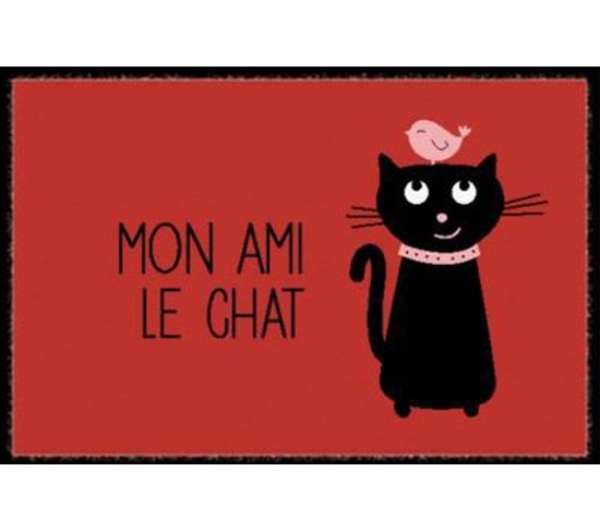 Tapis Anti-poussière "mon Ami Le Chat" En Polyamide - Dim : 40 X 60 Cm