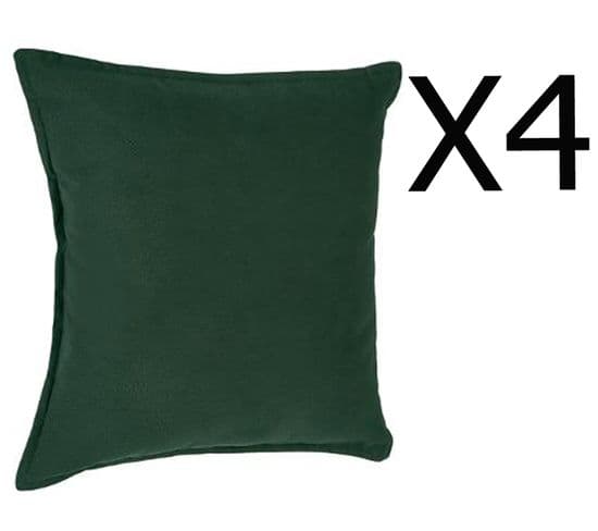 Lot De 4 Coussins En Polyester Coloris Vert - Dim : L. 45 X L. 45 Cm