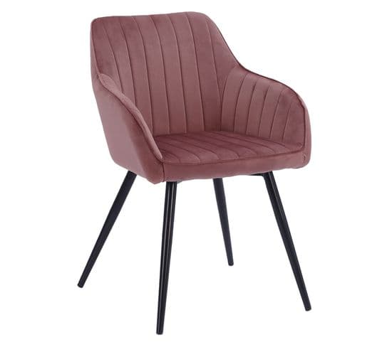 Chaise En Velours Bertille Rose