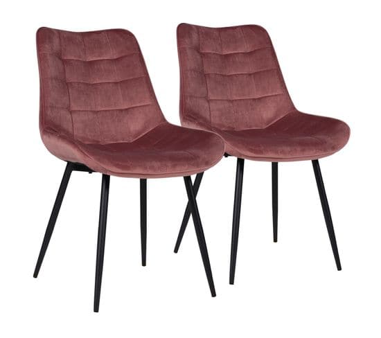 Lot De 2 Chaises En Velours Louise Roses