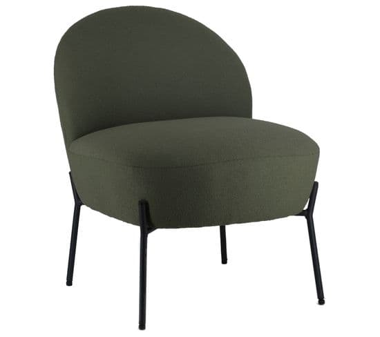 Fauteuil En Tissu Boucle Vert Kaki Helmi