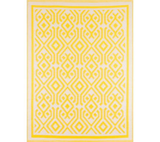 Tapis Extérieur Jaune Et Blanc Scoobi 150x220 Cm Polypropylène