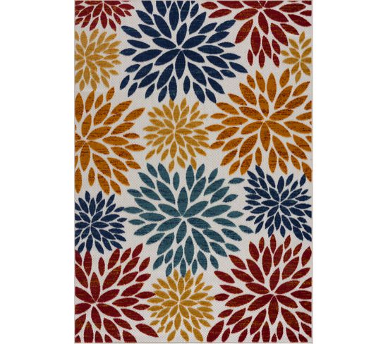 Tapis D'extérieur Rectangle - À Motif Floral - 200x290 cm - Cabana - Multicolore