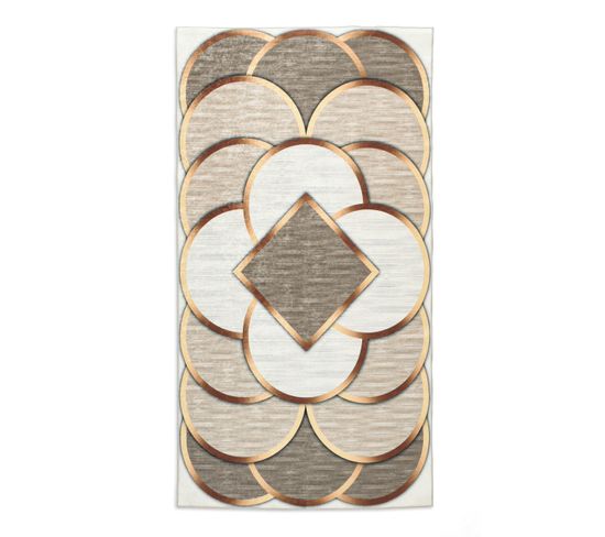 Tapis De Salon Rectangulaire Lavable En Machine A Motif Geometrique 160x230 Cm - Stampa 2263 - Creme