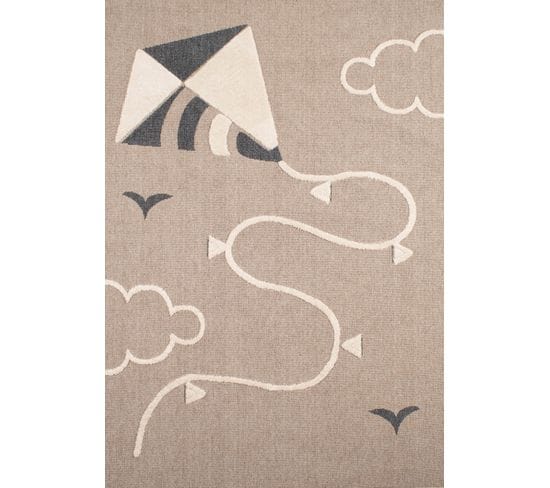 Tapis Enfant Beige Crème Cerfvolant 80x150