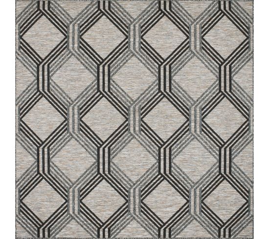 Tapis Extérieur Carré Au Motif Géometrique - Acapulco - 200x200 cm - Gris