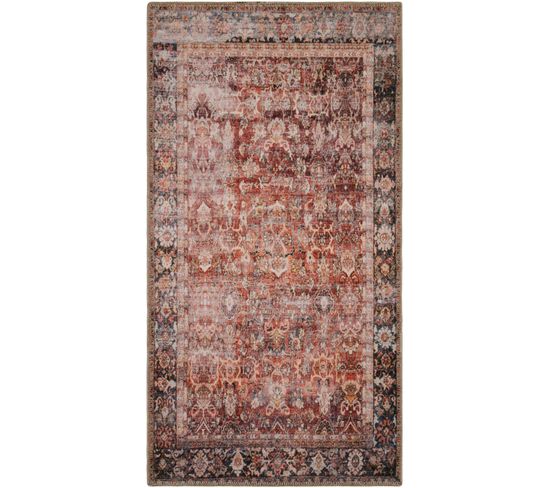 Tapis De Salon Vintage Motif Fleuris Rouge Bleu 80x150cm