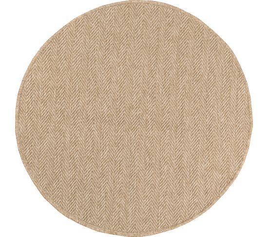 Tapis De Salon Intérieur Extérieur Rectangle Nature  Aspect Jute Beige 160x160cm