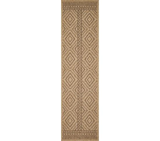 Tapis De Salon Intérieur Extérieur Rectangle Nature  Aspect Jute Marron 80x300cm