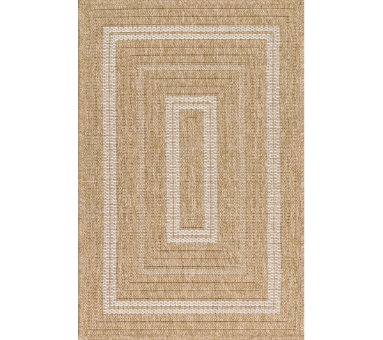 Tapis De Salon Intérieur Extérieur Rectangle Nature  Aspect Jute Blanc 60x90cm