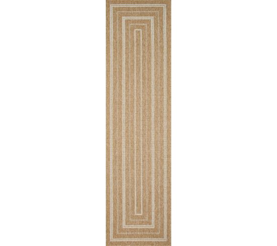 Tapis De Salon Intérieur Extérieur Rectangle Nature  Aspect Jute  Blanc 80x300cm