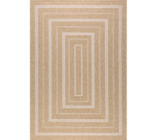 Tapis De Salon Intérieur Extérieur Rectangle Nature  Aspect Jute  Blanc 120x170cm