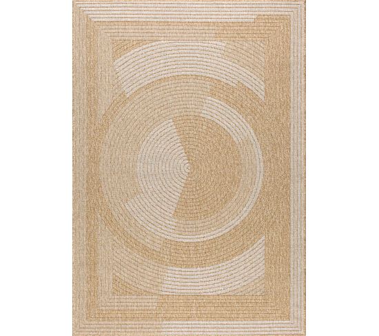 Tapis De Salon Intérieur Extérieur Rectangle Nature  Aspect Jute  Blanc 120x170cm