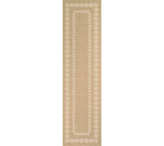 Tapis De Salon Intérieur Extérieur Rectangle Nature  Aspect Jute  Blanc 80x300cm