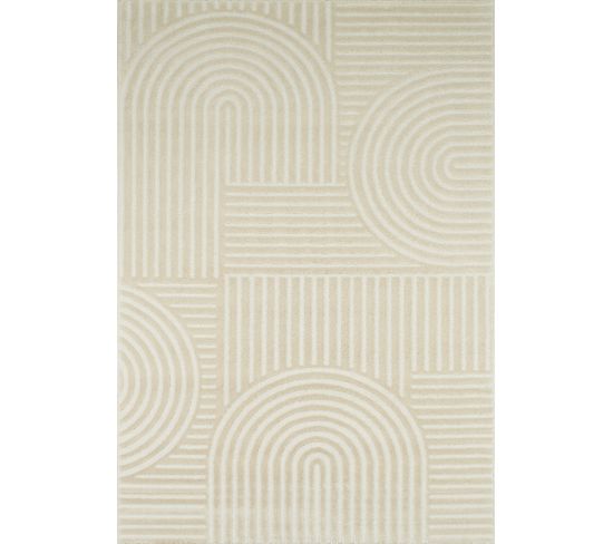 Tapis De Salon Crème Graphique Bianca 120x160 Cm