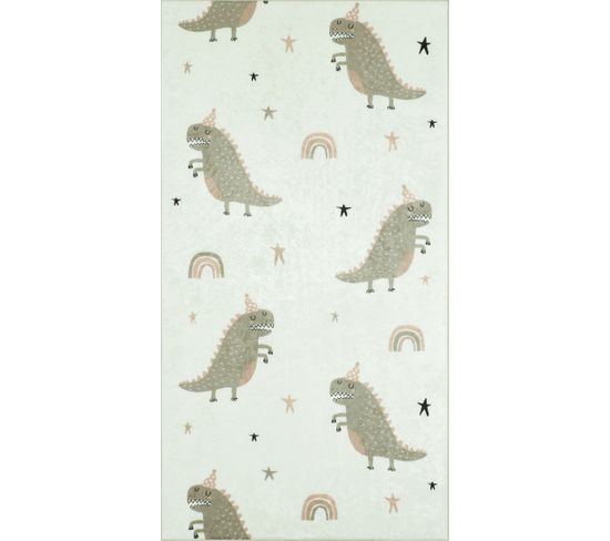 Tapis Enfant Dinosaure - 80x150 Cm - Happy - Vert