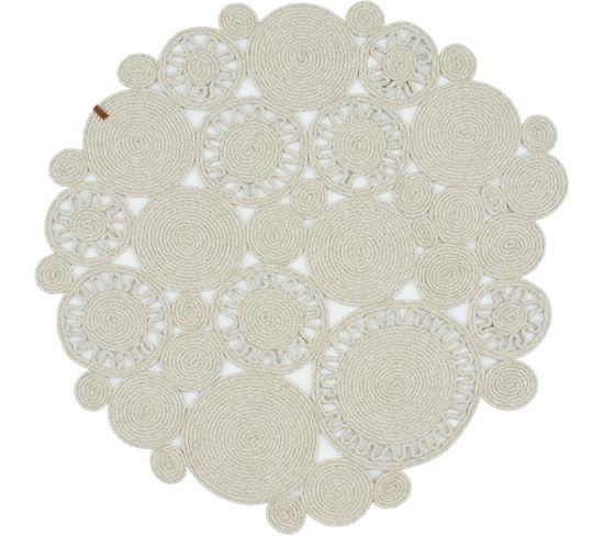 Tapis Fait Main Jute Rond Lima Beige 150x150cm