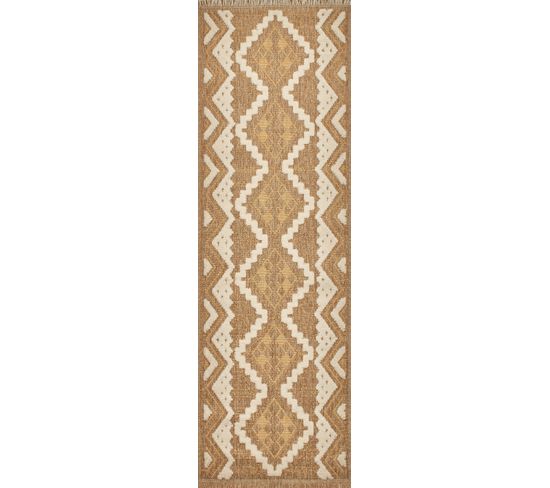 Tapis à Motif Ethnique Jaune Intérieur Et Extérieur Tulum 60x180