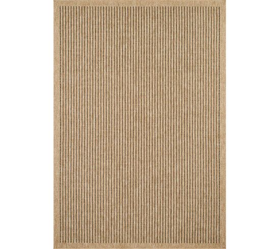 Tapis De Salon Intérieur Extérieur Nature  Aspect Jute Noir 160x230 Cm