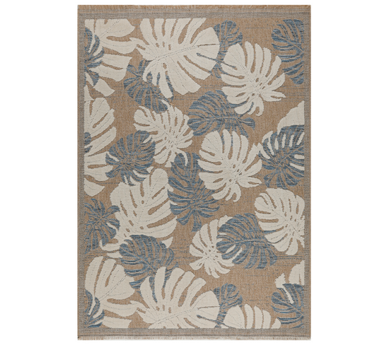 Tapis à Motif Feuille Bleu Intérieur Et Extérieur Tulum 120x170