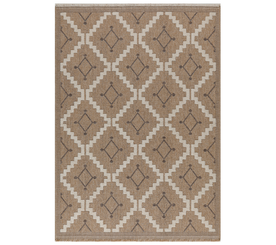 Tapis à Motif Géométrique Marron Intérieur Et Extérieur Tulum 120x170