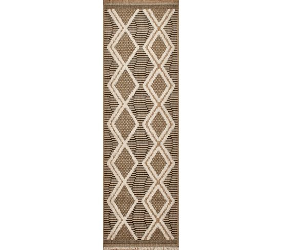 Tapis à Motif Scandinave Noir Intérieur Et Extérieur Tulum 60x180