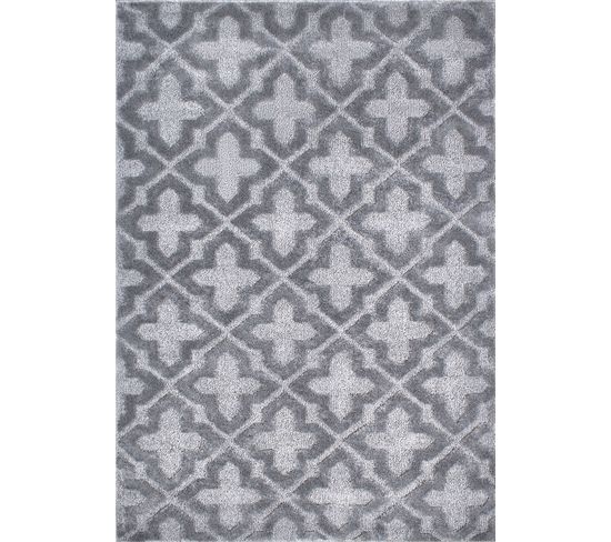 Tapis De Salon - Motif Contemporain - 120x170 Cm - Harmonie - Gris