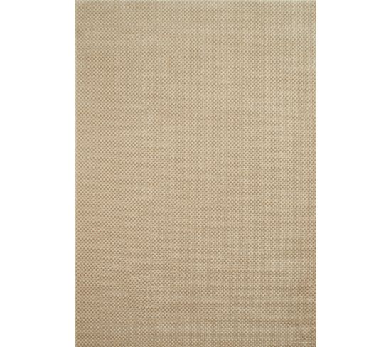 Tapis Motif Damier En Relief - Crème Et Beige - 120x160 cm