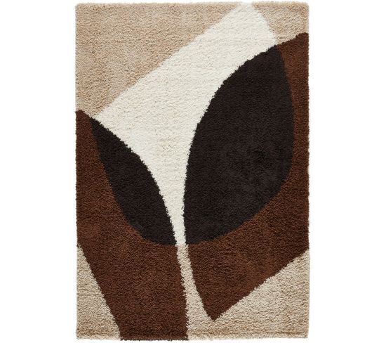 Tapis De Salon Motif Abtrait Marron Palerme 80x140