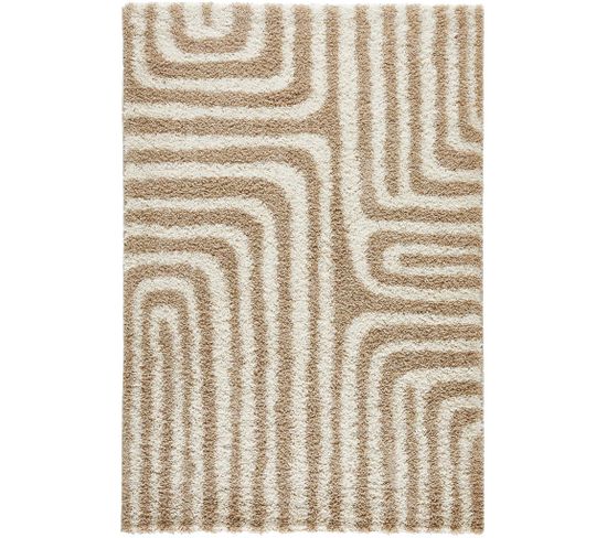 Tapis De Salon Motif Géométrique Beige Olympe 80x140