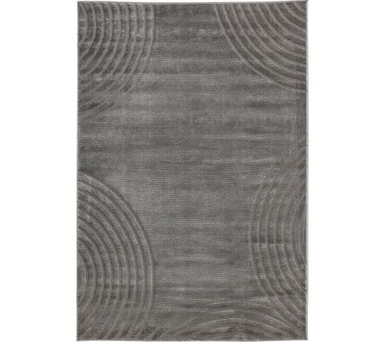 Tapis De Salon Motif Arc En Relief Gris Bloom 160x230