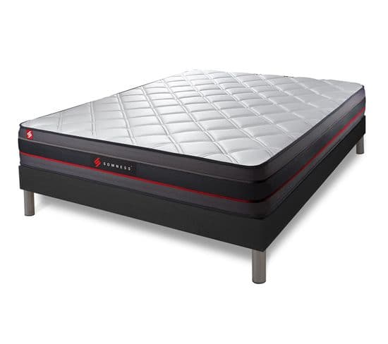 Ensemble Matelas Memoire De Forme 140x190 Regen Ep:24cm - Sommier Noir