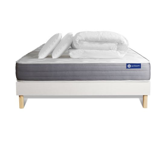 Ensemble  Matelas Actiflex Dream Ressorts Ensaches + Memoire De Forme 180x200 + Sommier Kit Blanc +2