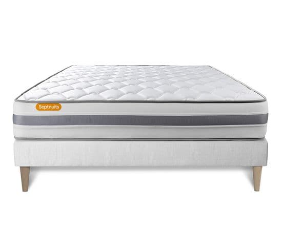 Ensemble Matelas Ressorts Ensaches Et Memoire De Forme 160x200 Memo Spring Ep:22 Cm - Sommier Kit Bl