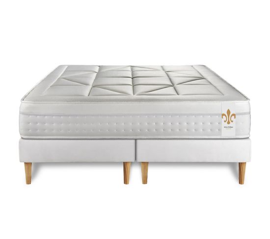 Ensemble Matelas Ressorts Ensaches Et Memoire De Forme 200x200 Vingt-huit Ep:28cm - Sommier Blanc