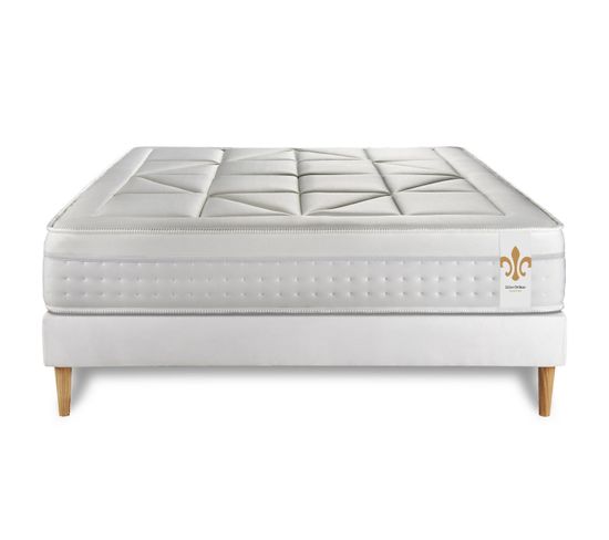 Ensemble Matelas Ressorts Ensaches Et Memoire De Forme 160x200 Vingt-huit Ep:28cm - Sommier Blanc