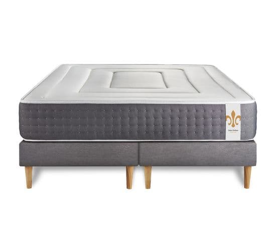 Ensemble Matelas Ressorts Ensaches Et Memoire De Forme 160x200 Vingt-six Ep:26cm - Sommier Gris