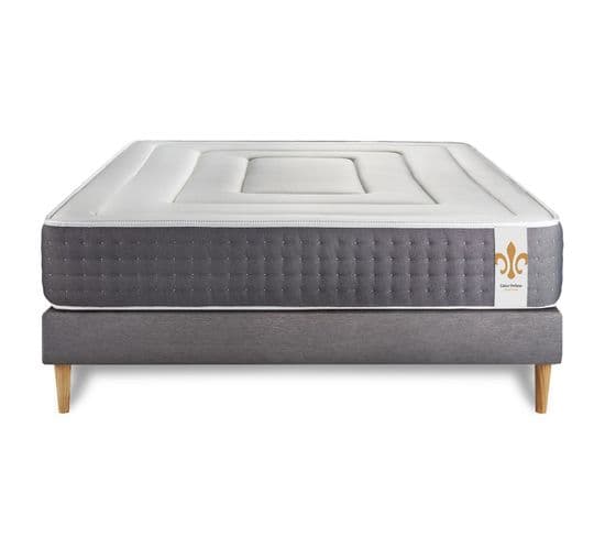 Ensemble Matelas Ressorts Ensaches Et Memoire De Forme 160x200 Vingt-six Ep:26cm - Sommier Gris