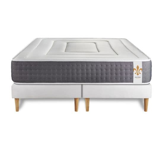 Ensemble Matelas Ressorts Ensaches Et Memoire De Forme 180x200 Vingt-six Ep:26cm - Sommier Blanc