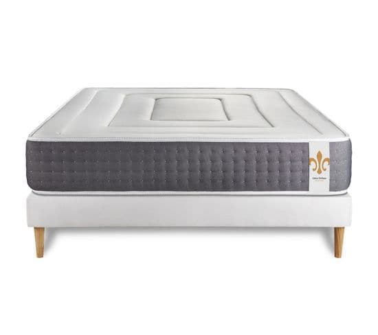 Ensemble Matelas Ressorts Ensaches Et Memoire De Forme 140x200 Vingt-six Ep:26cm - Sommier Blanc