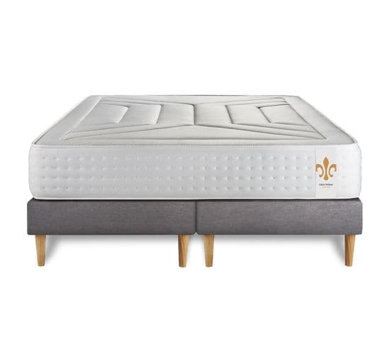 Ensemble Matelas Ressorts Ensaches Et Memoire De Forme 200x200 Vingt-quatre Ep:24cm - Sommier Gris