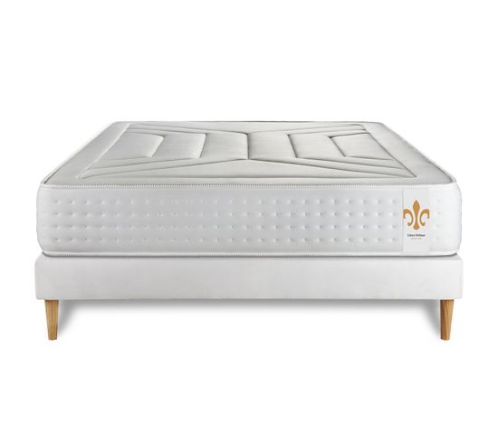 Ensemble Matelas Ressorts Ensaches Et Memoire De Forme 140x190 Vingt-quatre Ep:24cm - Sommier Blanc