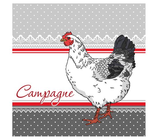 Lot De 20 Serviettes Papier Coq Campagne