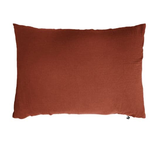 Taie D'oreiller Double Gaze Coton Gaia 50 X 70 Cm Terracotta