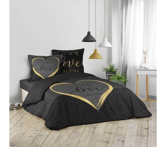 Parure Housse Couette 240x220 Cm Live Love Lauch